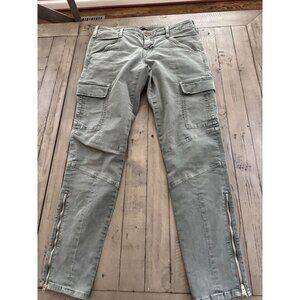 J Brand Houlihan Mid Rise Cargo Ankle Zip Skinny Jeans Vintage Olive Size 29
